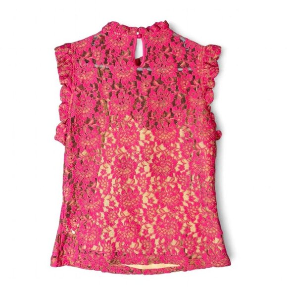NWT Anthropologie Women’s Dolan Pink Lace Tank Top Medium - Picture 4 of 8